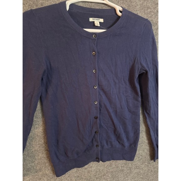 Old Navy Navy Blue Crew Neck Button Front Cardigan Sweater M - Picture 5 of 7